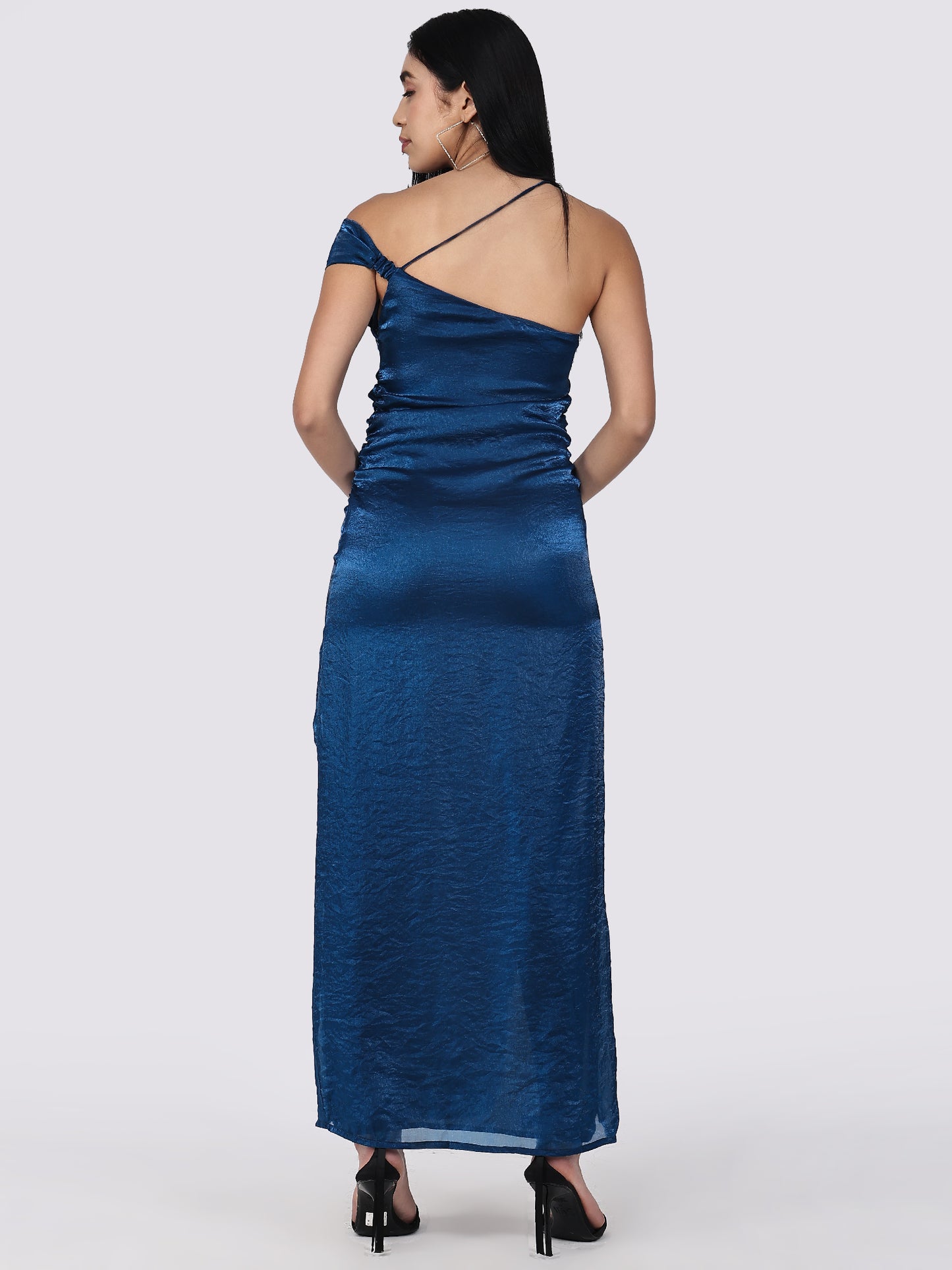 Scintillating Asymmetrical OfShoulder Gown
