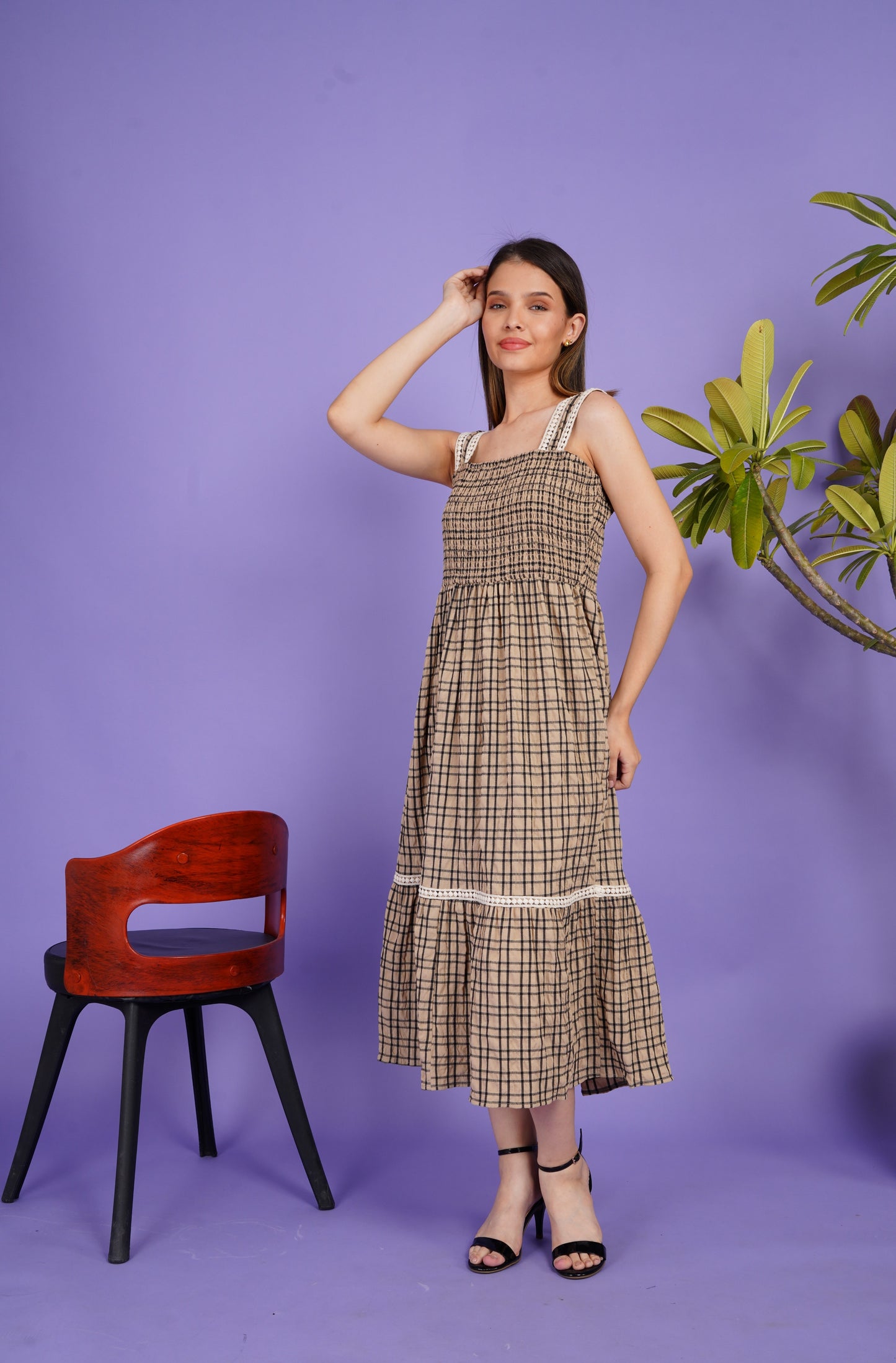 Cow Girl Gingham Smock Dress