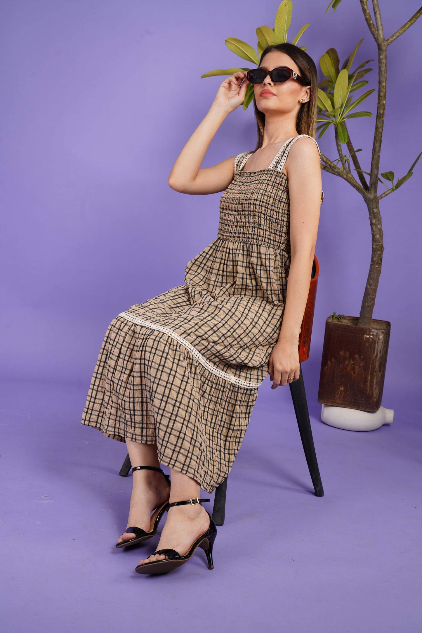 Cow Girl Gingham Smock Dress