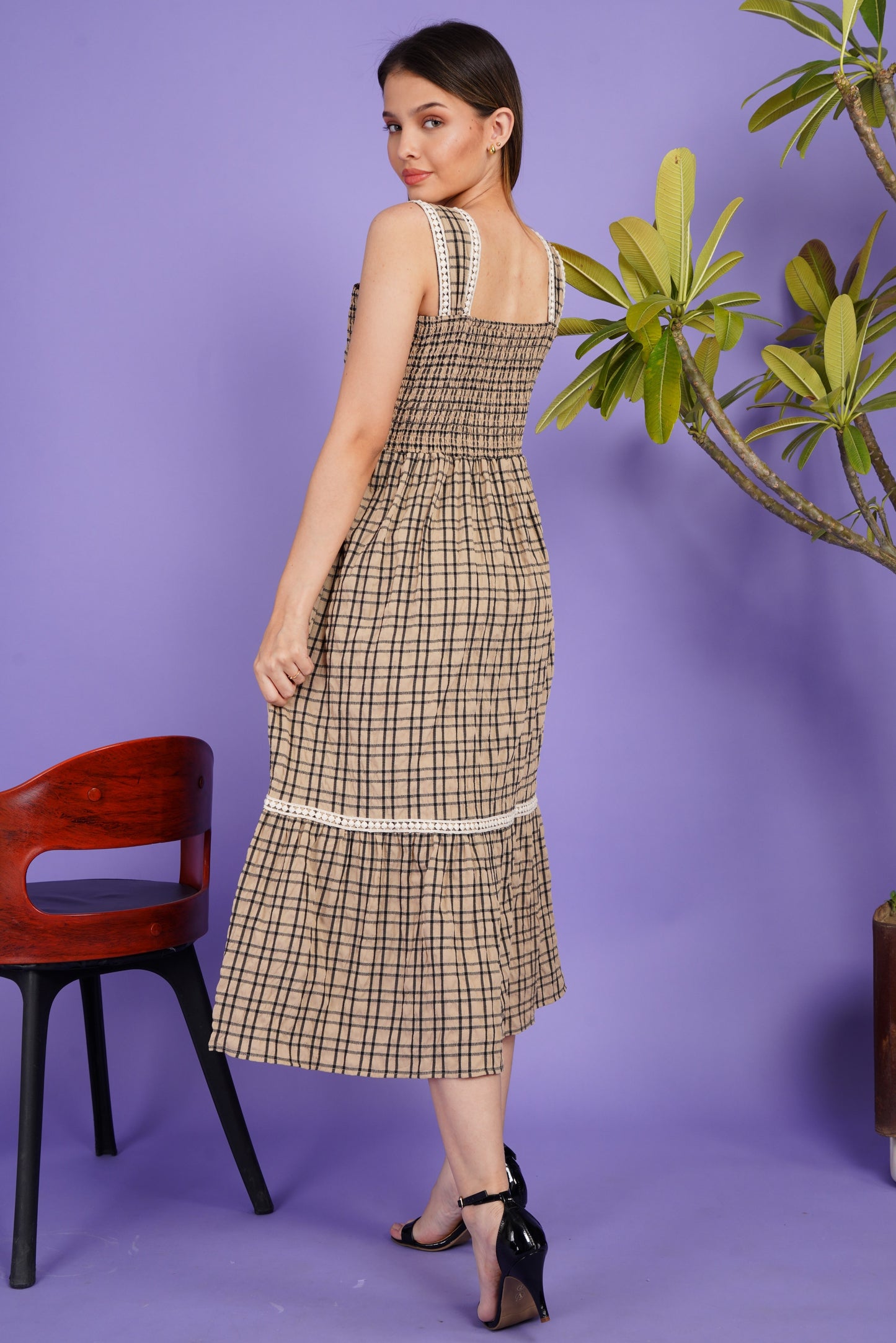 Cow Girl Gingham Smock Dress