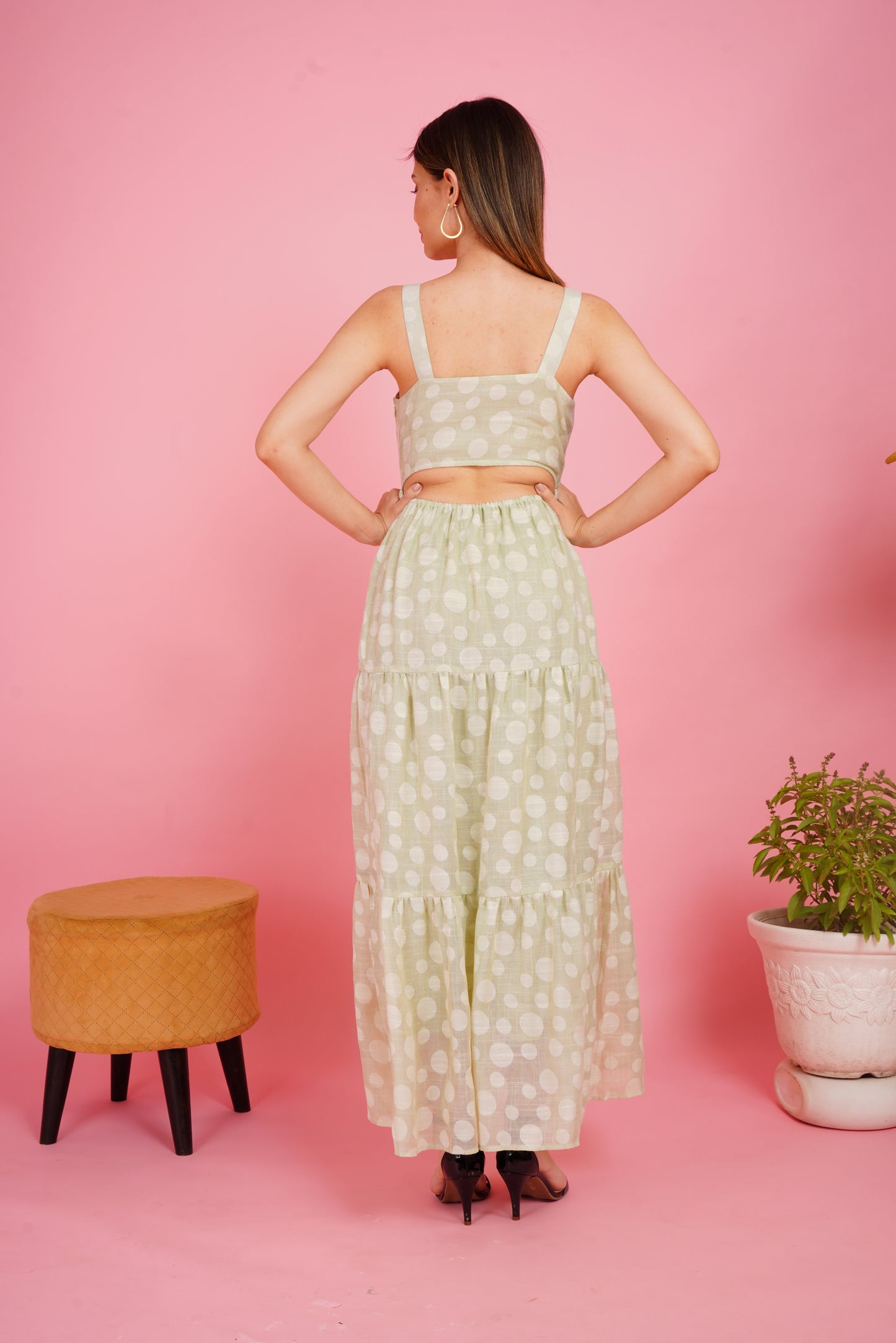 Pista Polka Dots Linen Maxi Dress