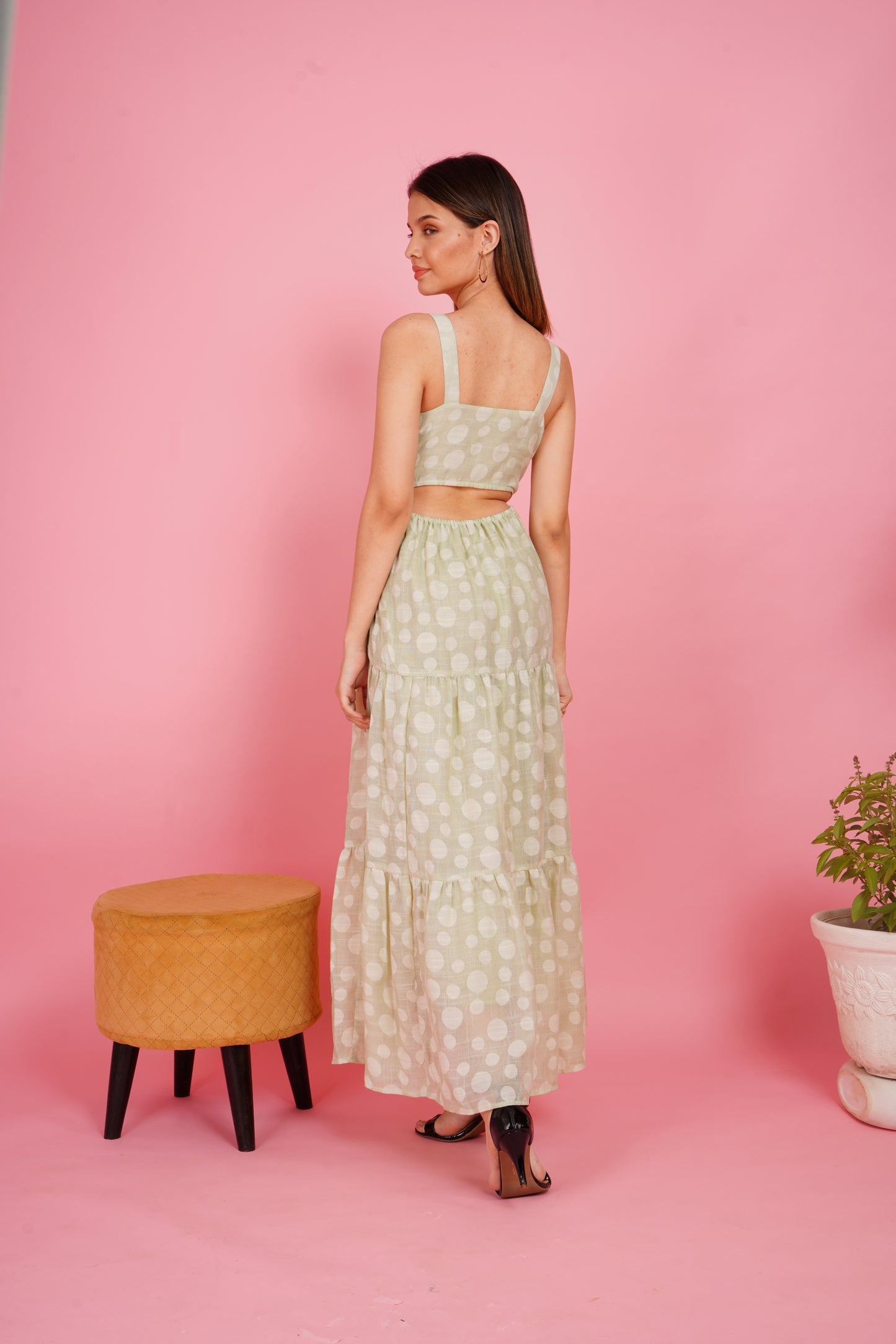 Pista Polka Dots Linen Maxi Dress