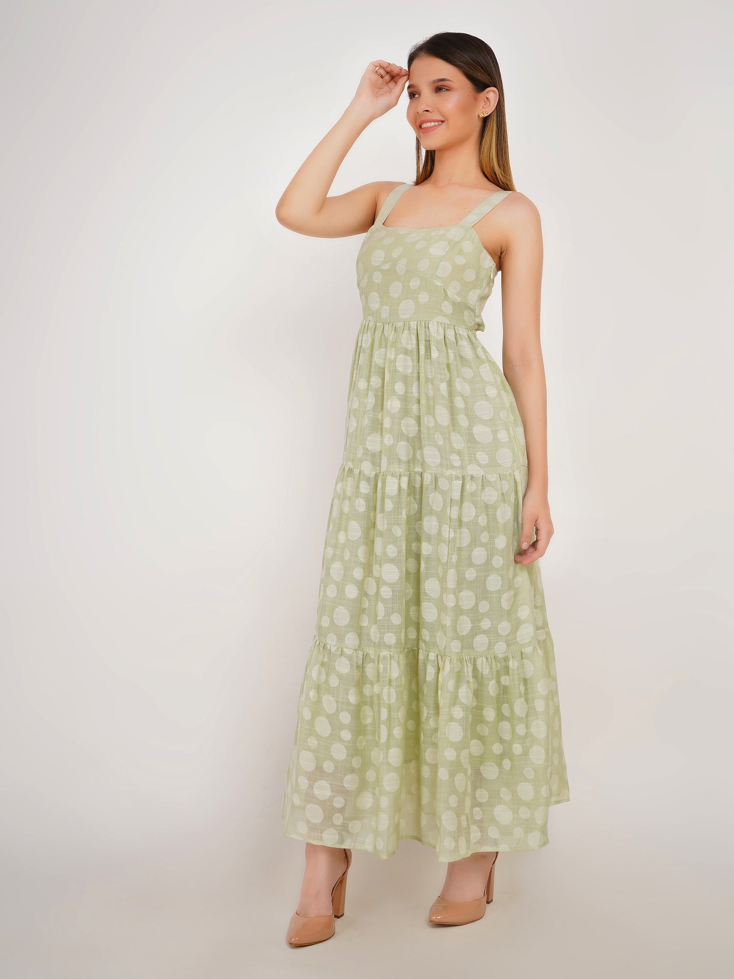 Polka Dots Linen Maxi Dress