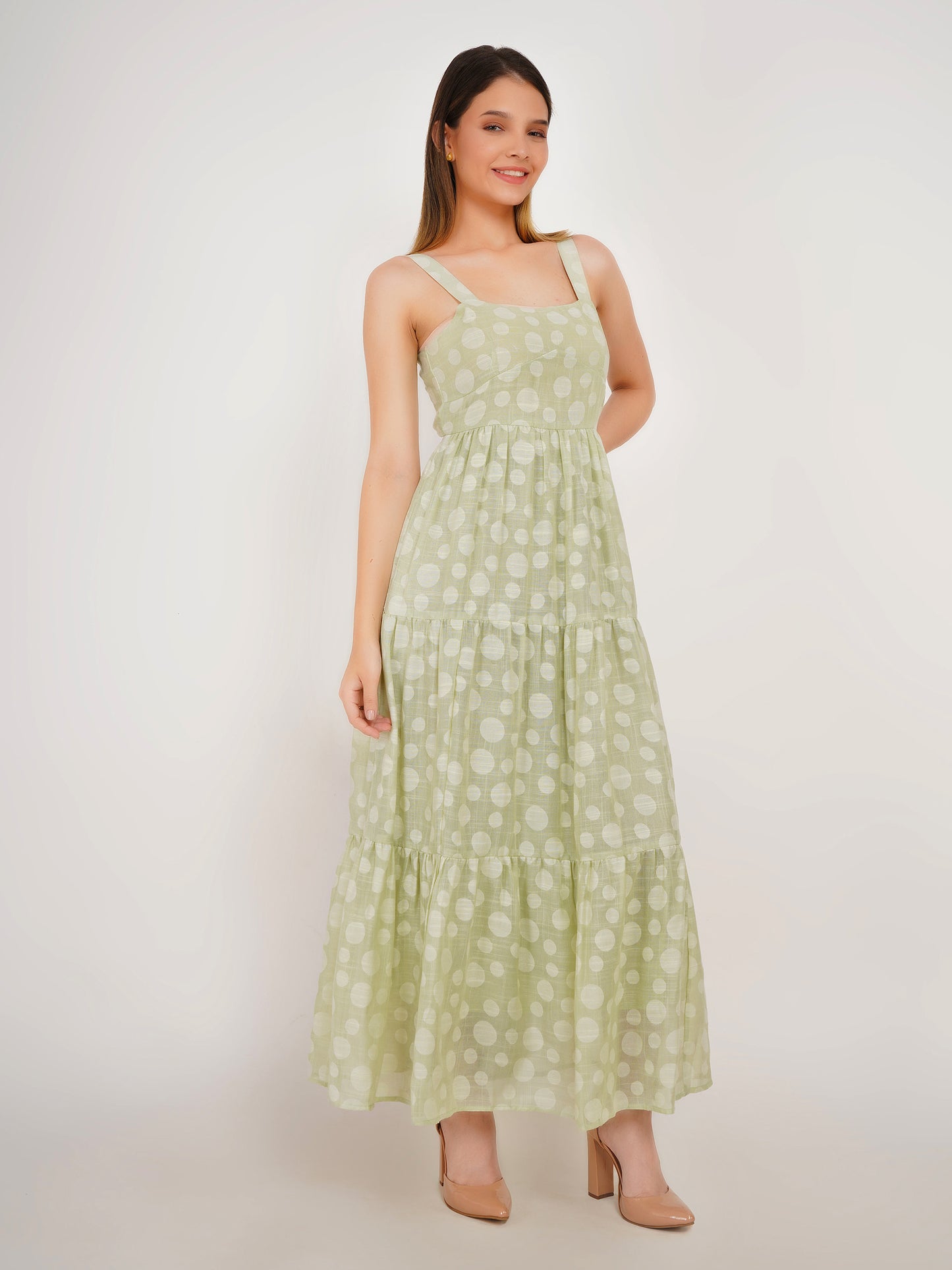 Polka Dots Linen Maxi Dress