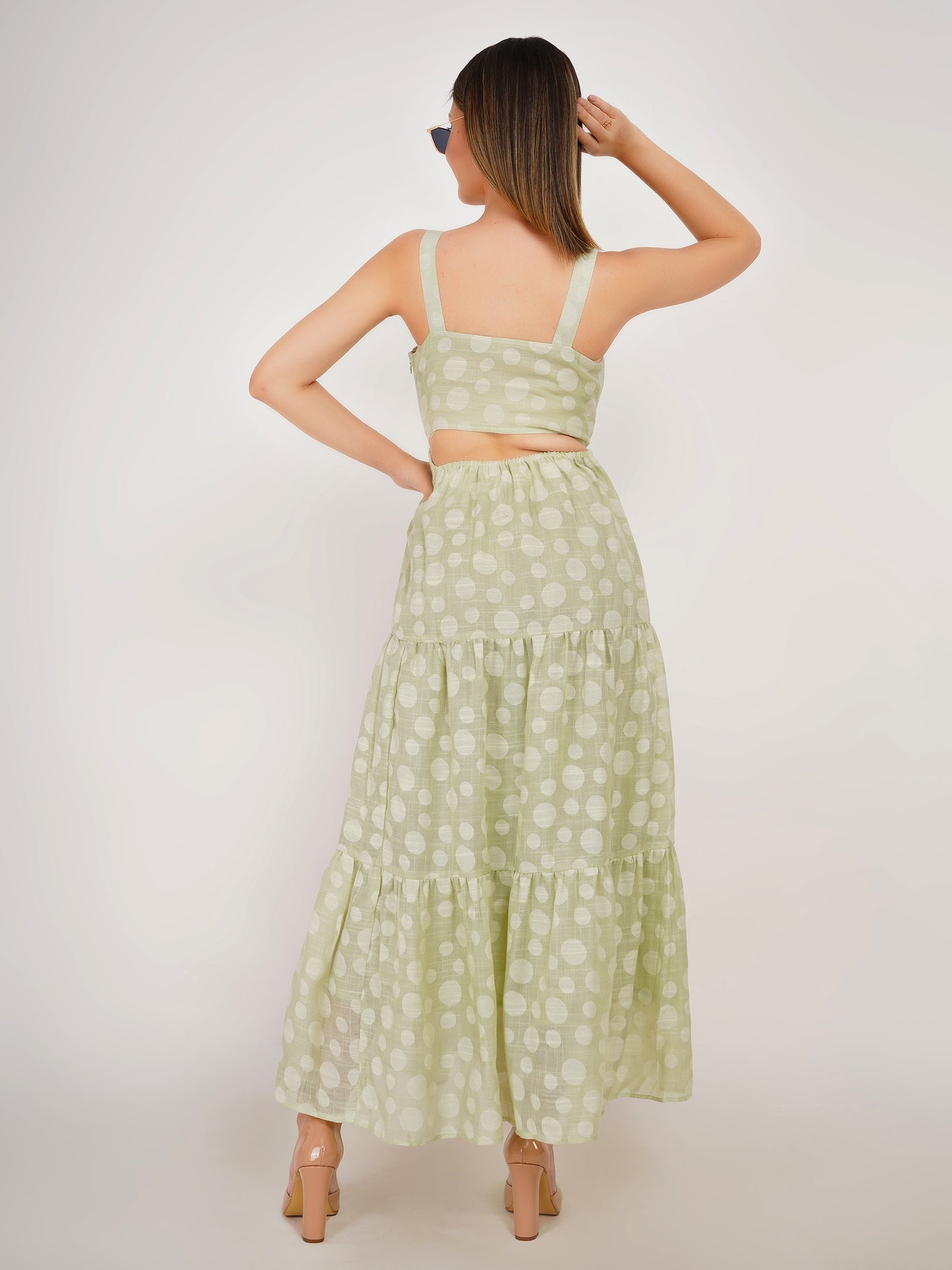 Polka Dots Linen Maxi Dress