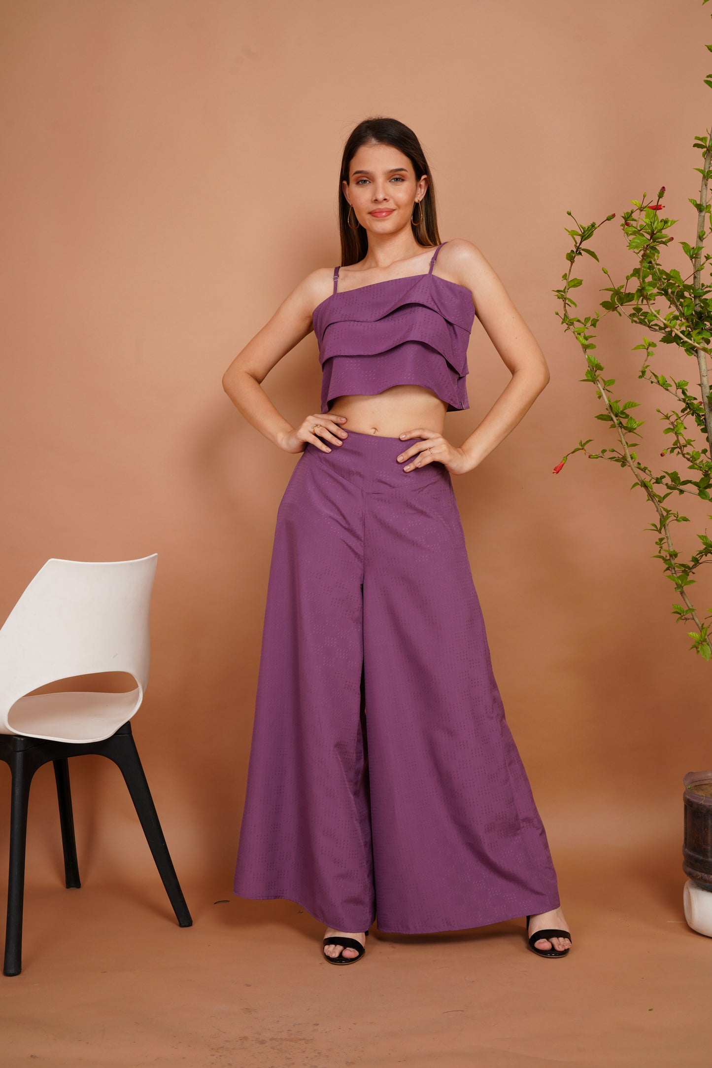 Lavender Ruffles Palazzo Ensemble Co-ord