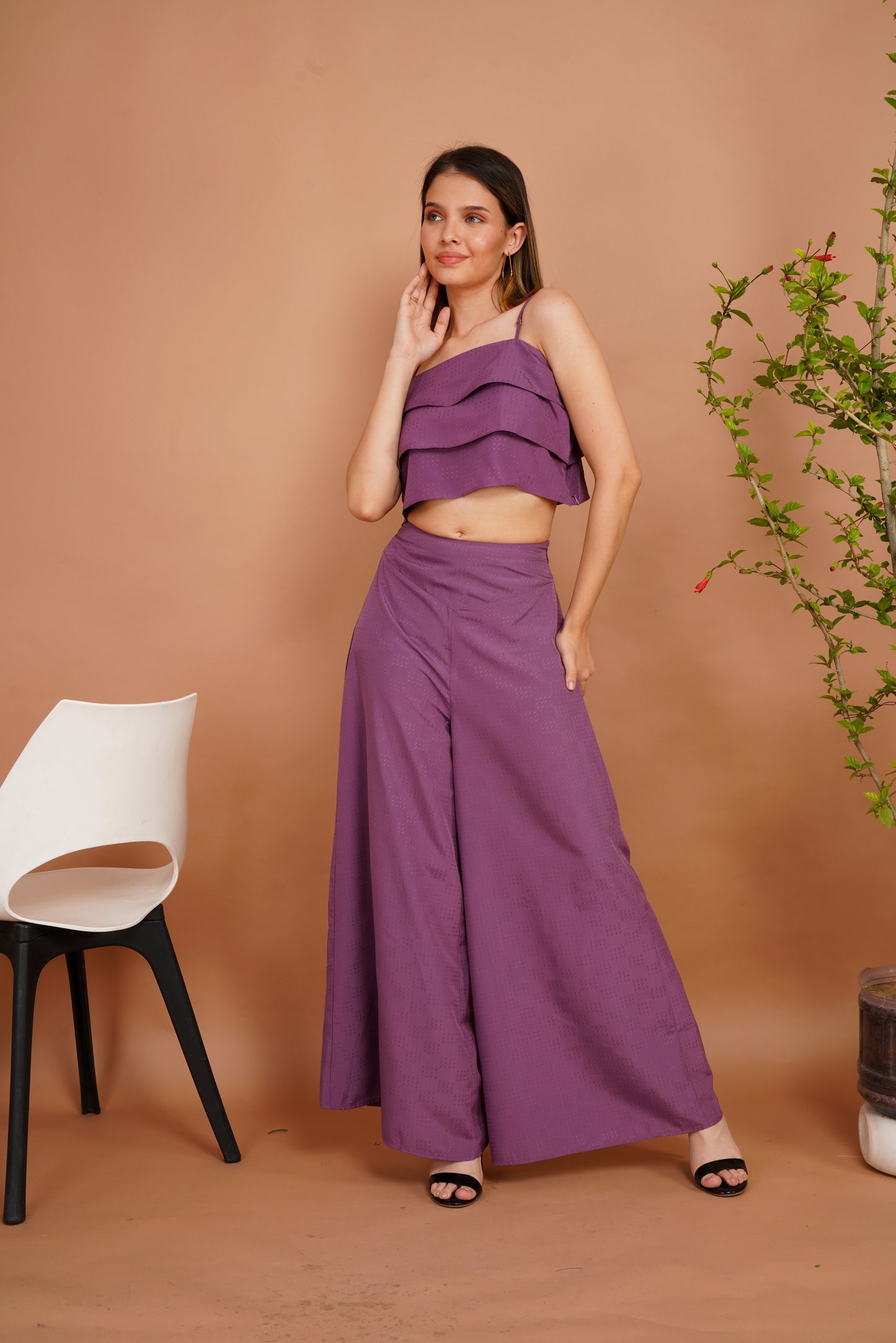 Lavender Ruffles Palazzo Ensemble Co-ord