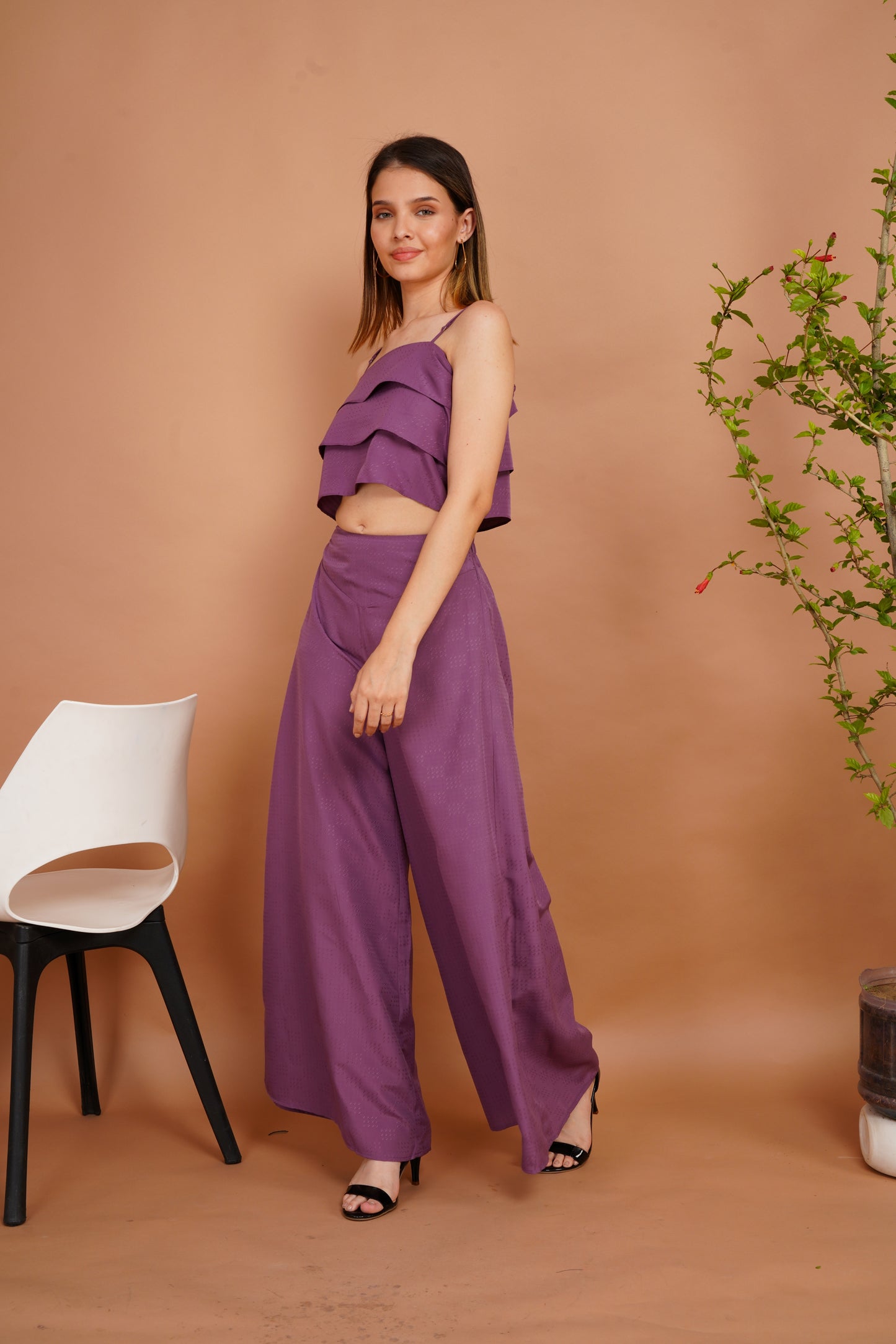 Lavender Ruffles Palazzo Ensemble Co-ord