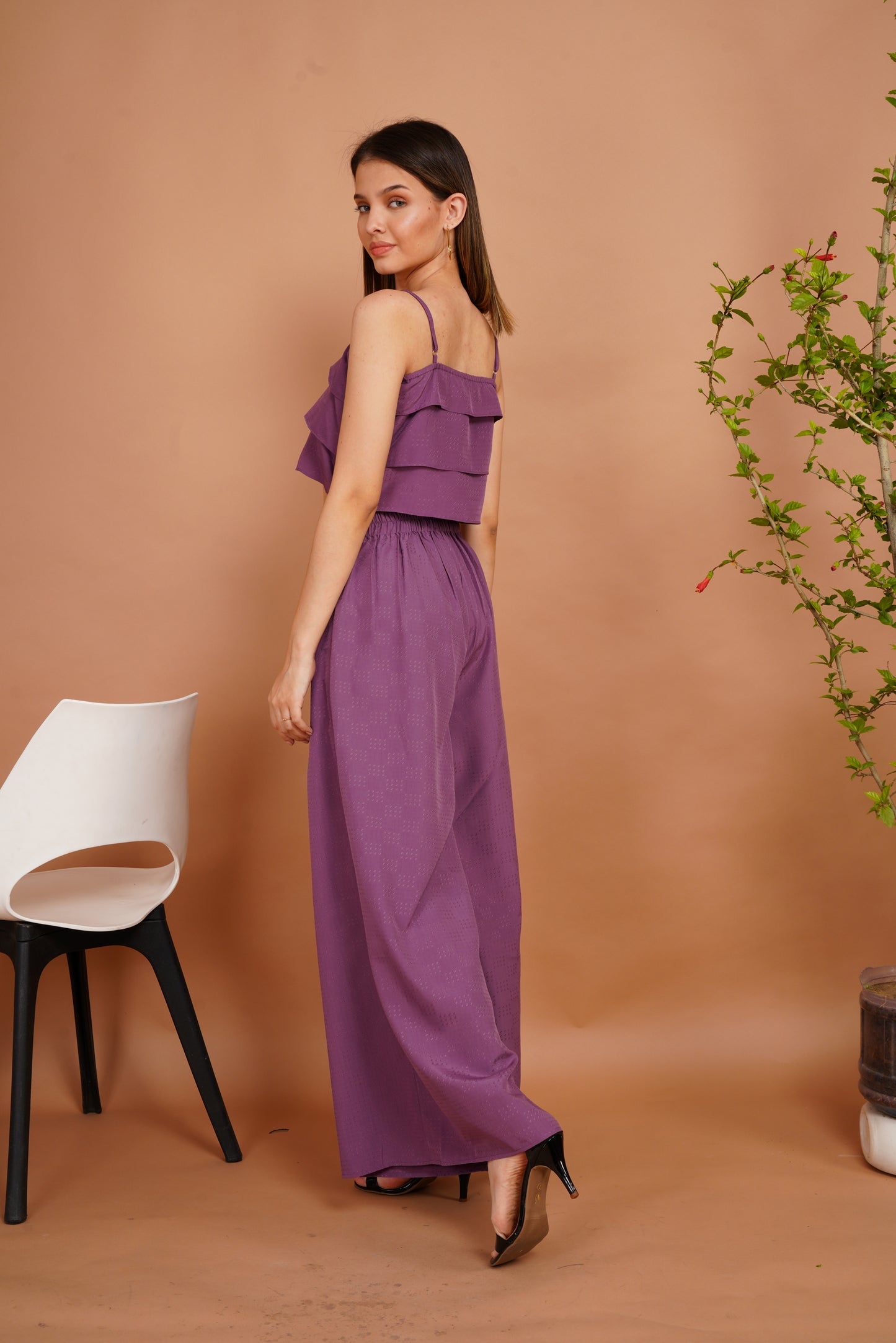 Lavender Ruffles Palazzo Ensemble Co-ord