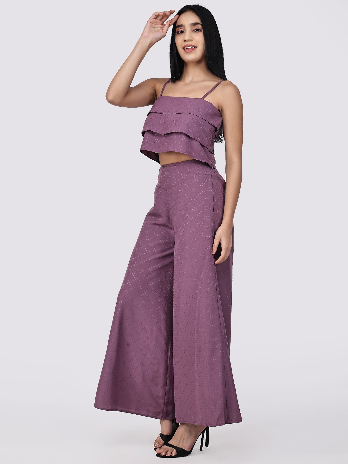 Lavender Ruffles Palazzo Ensemble Co-ord set