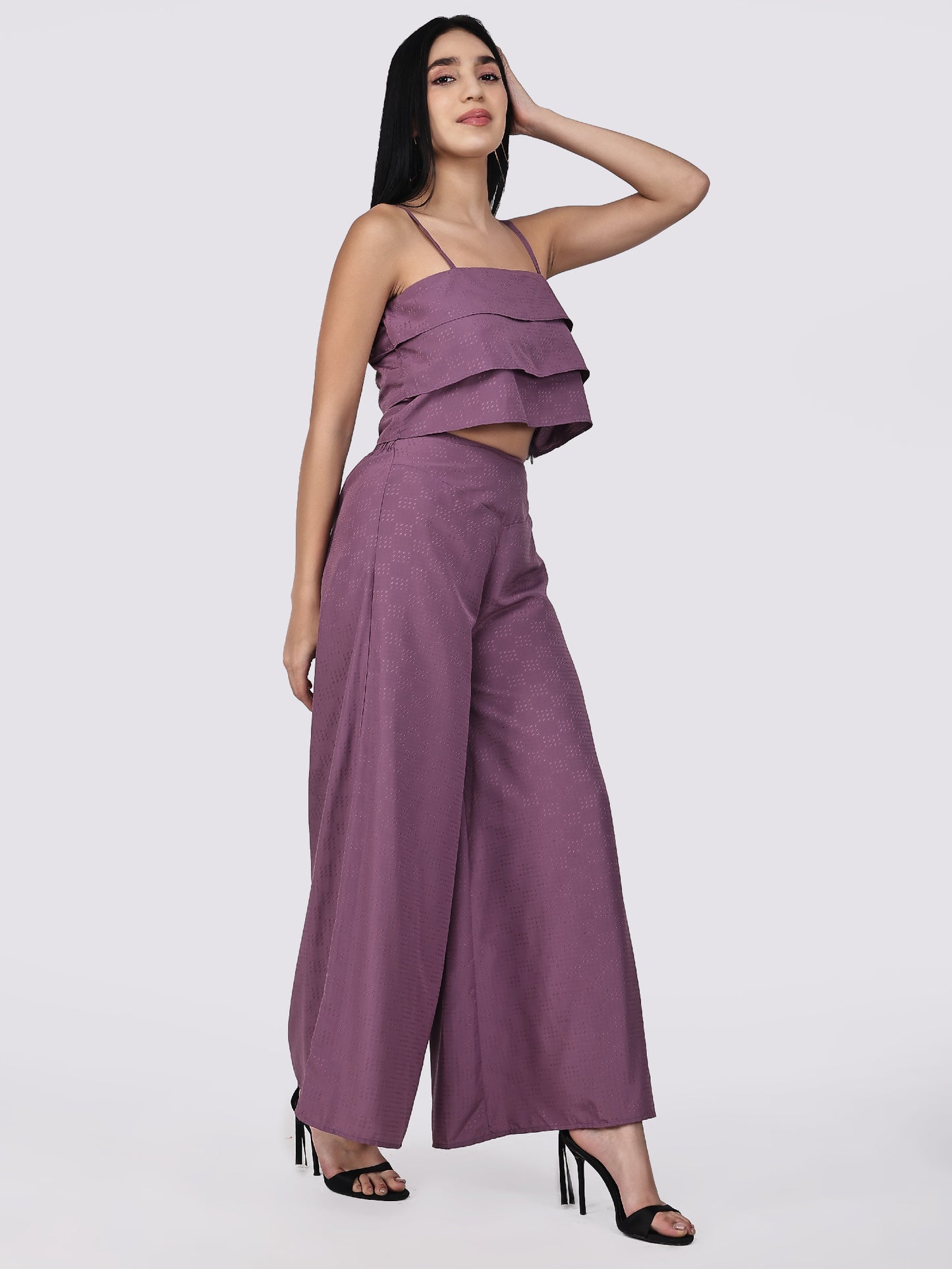 Lavender Ruffles Palazzo Ensemble Co-ord set