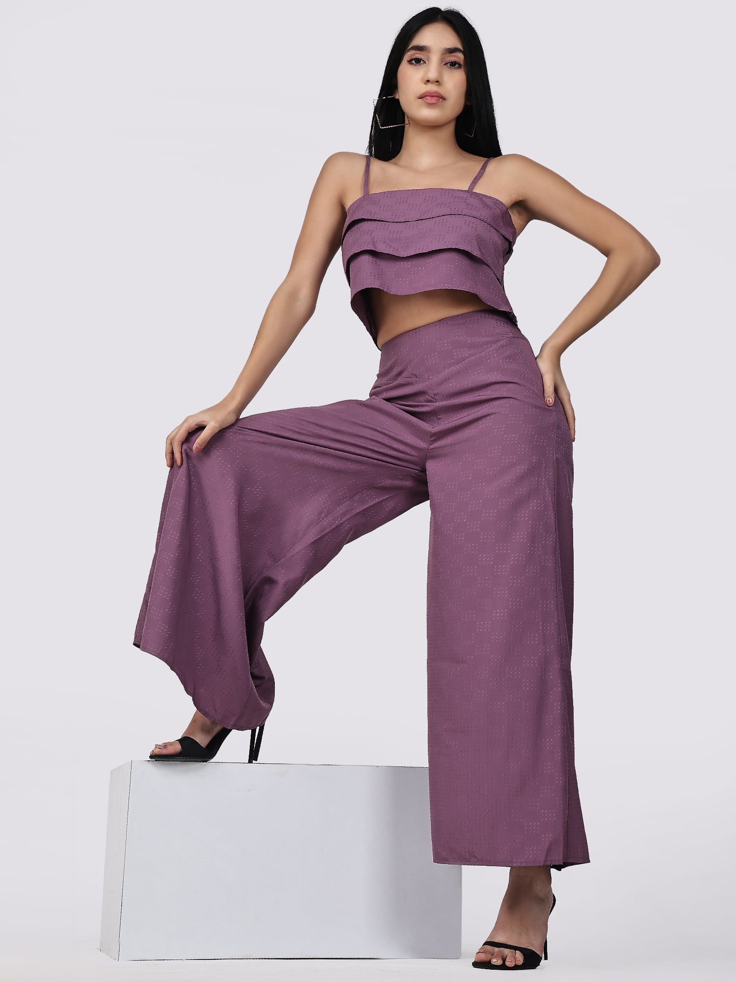 Lavender Ruffles Palazzo Ensemble Co-ord set