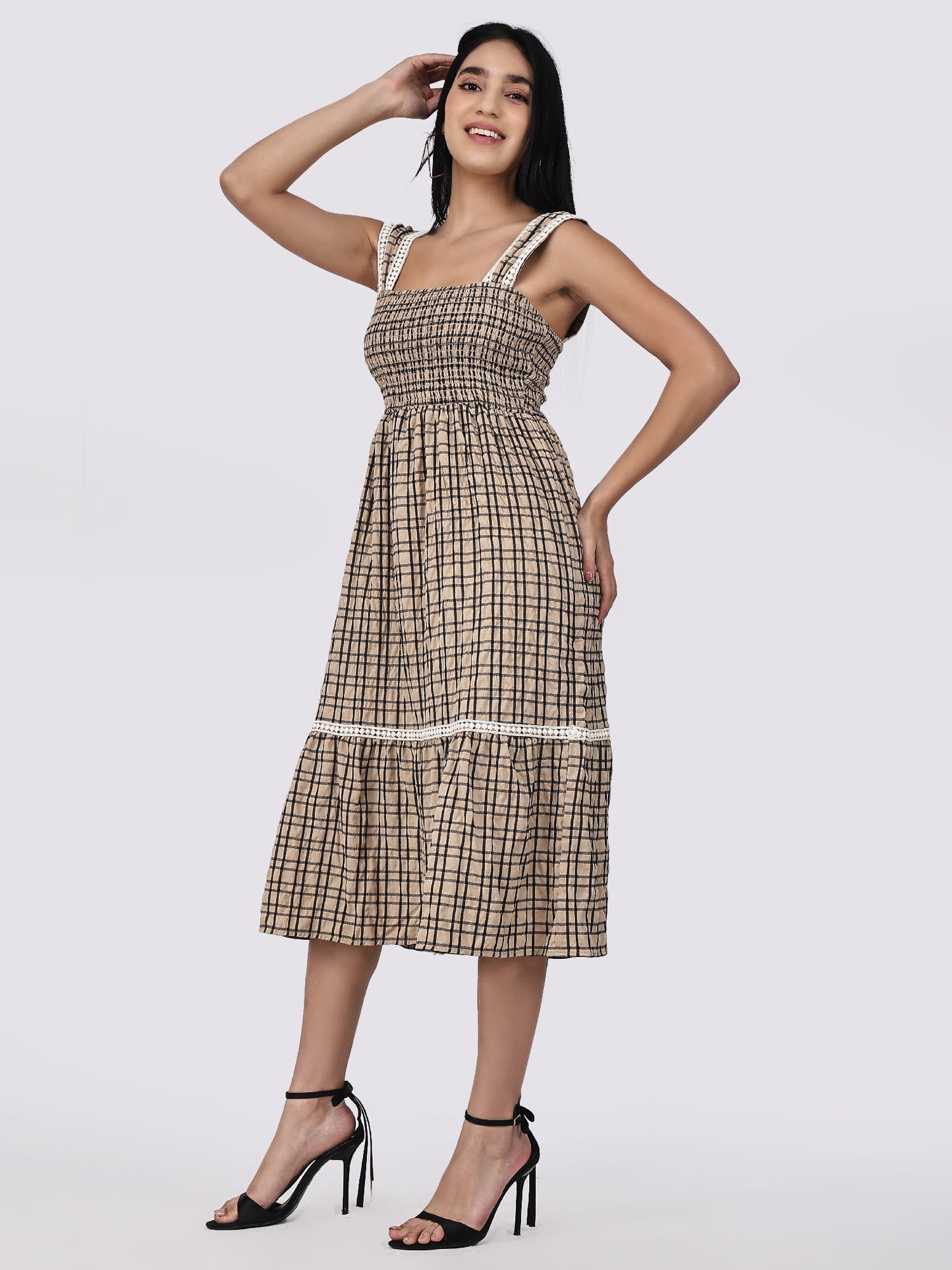 Cow Girl Gingham Smock Dress