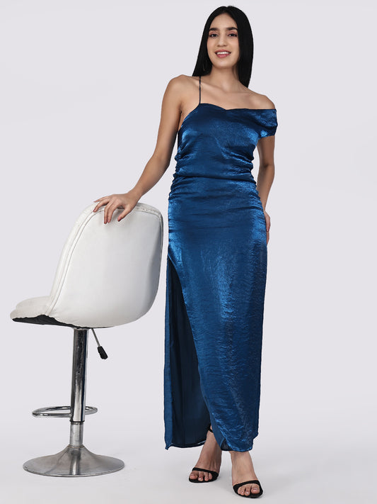 Scintillating Asymmetrical OfShoulder Gown