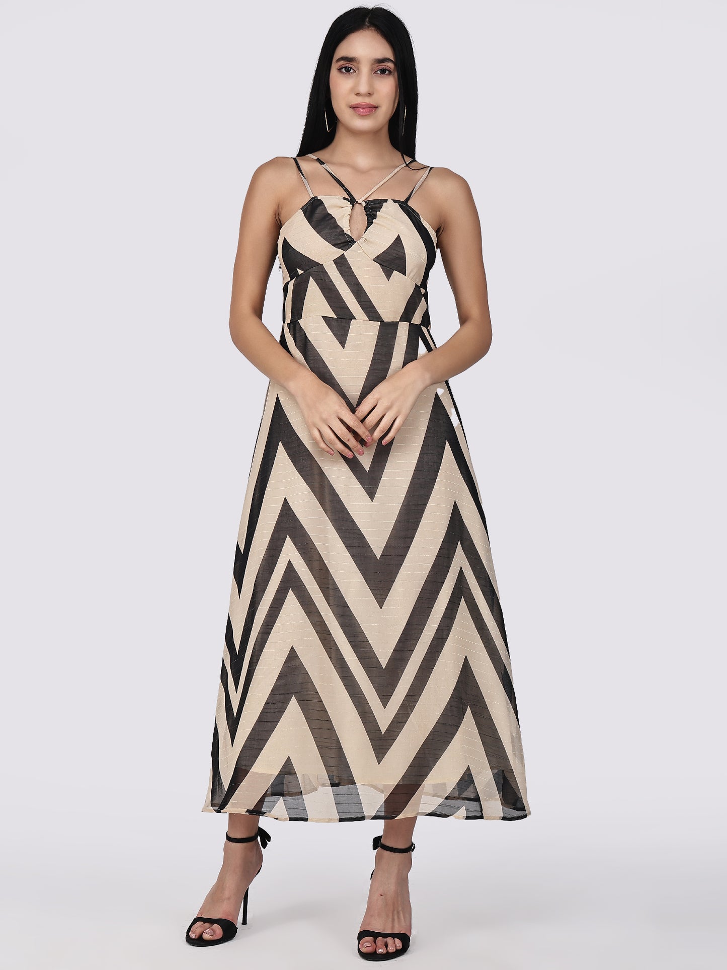 Black Chevron Chic Maxi Dress