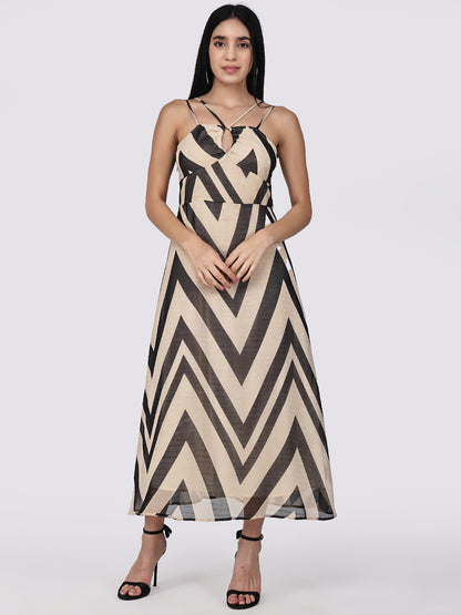 Black Chevron Chic Maxi Dress