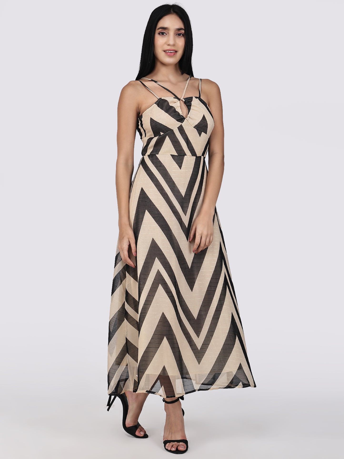 Black Chevron Chic Maxi Dress