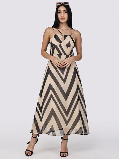 Black Chevron Chic Maxi Dress