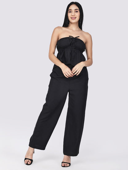 Chic Black Ruffled Co-ord set