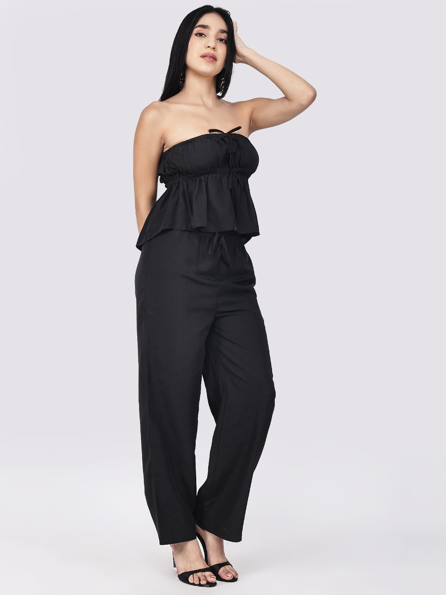 Chic Black Ruffled Co-ord set