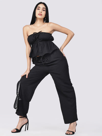Chic Black Ruffled Co-ord set