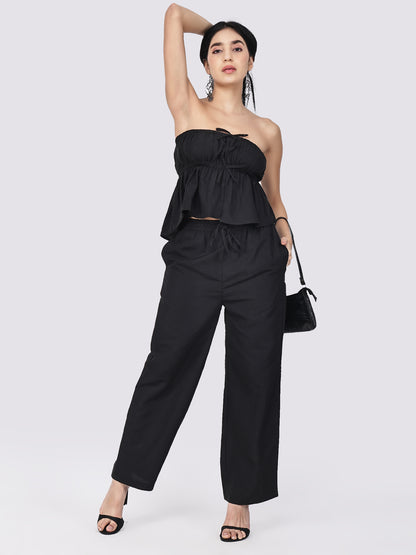 Chic Black Ruffled Co-ord set