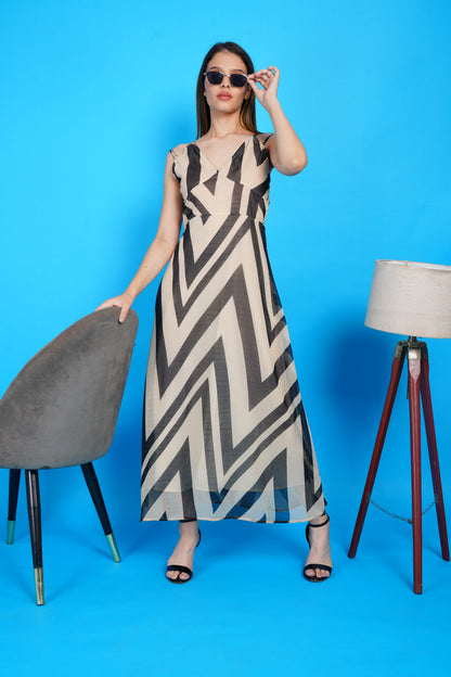 Black Chevron Chic Maxi Dress