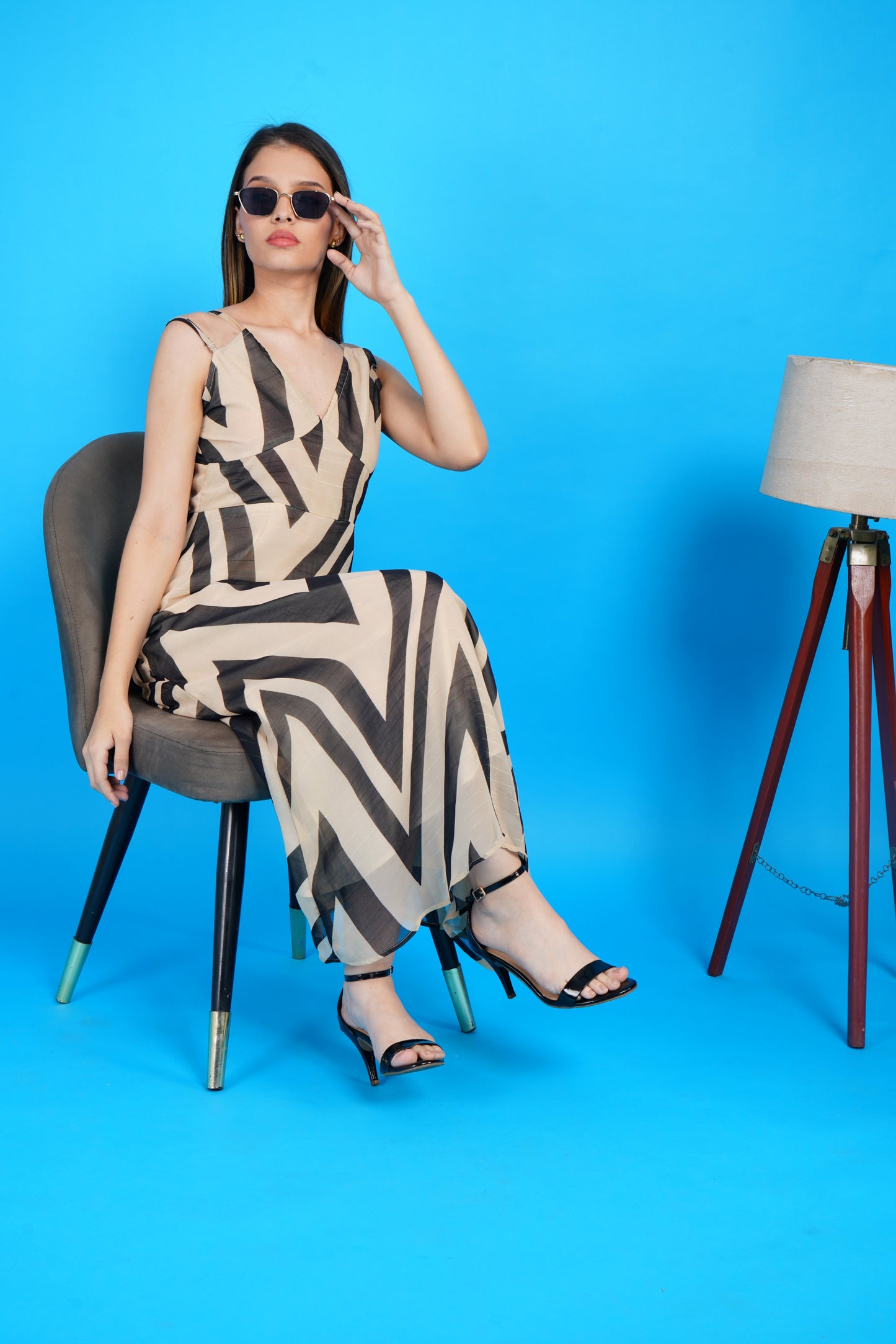 Black Chevron Chic Maxi Dress