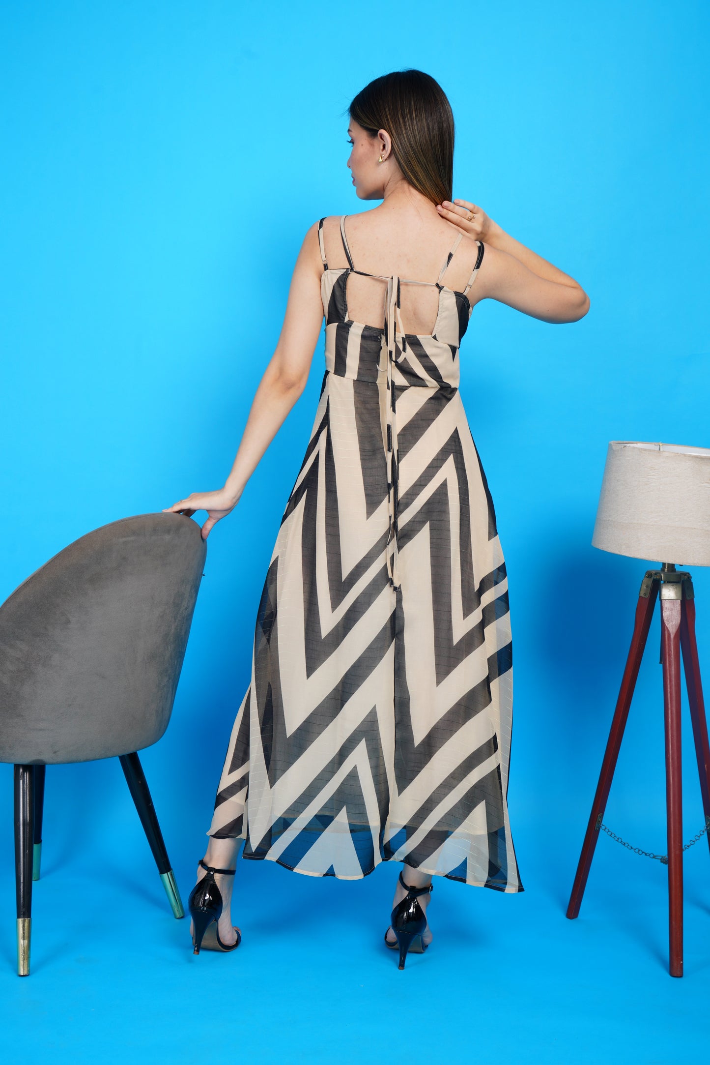 Black Chevron Chic Maxi Dress