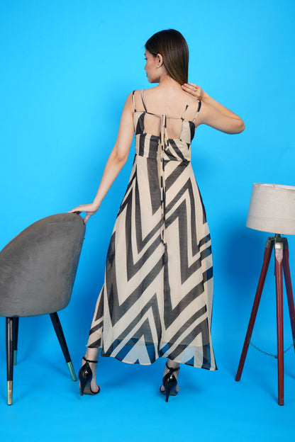 Black Chevron Chic Maxi Dress