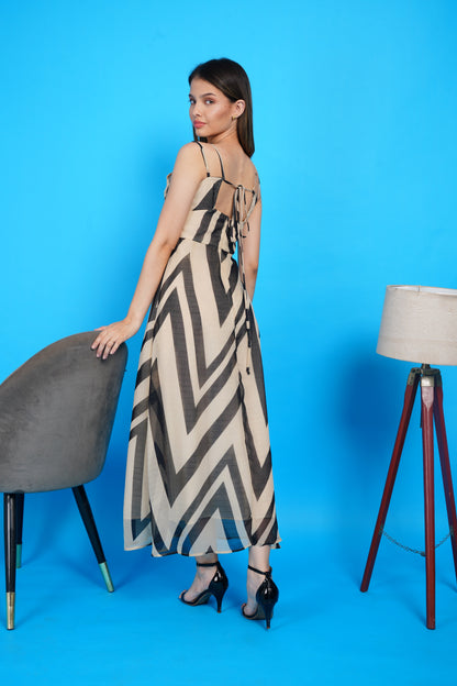 Black Chevron Chic Maxi Dress