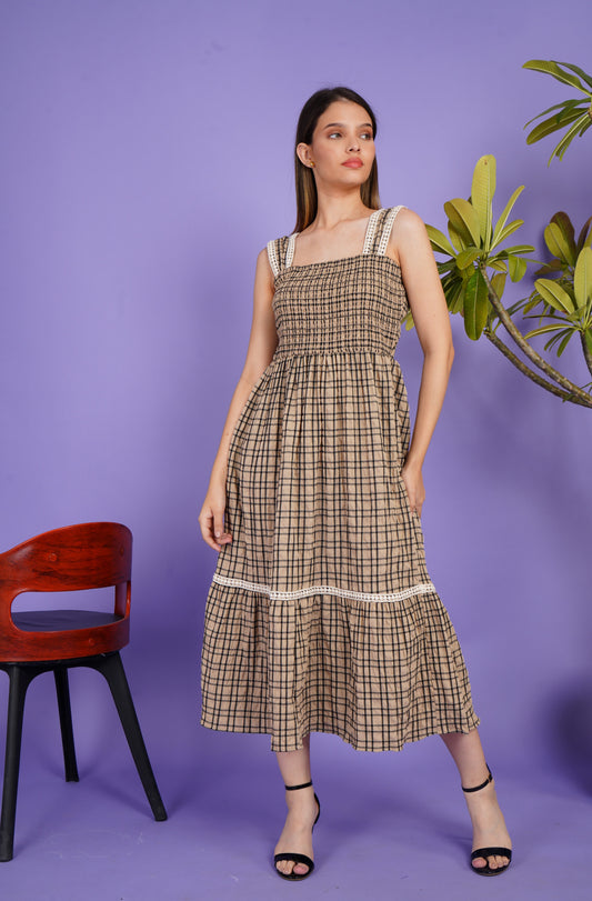 Cow Girl Gingham Smock Dress