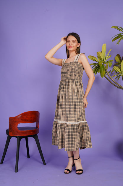 Cow Girl Gingham Smock Dress