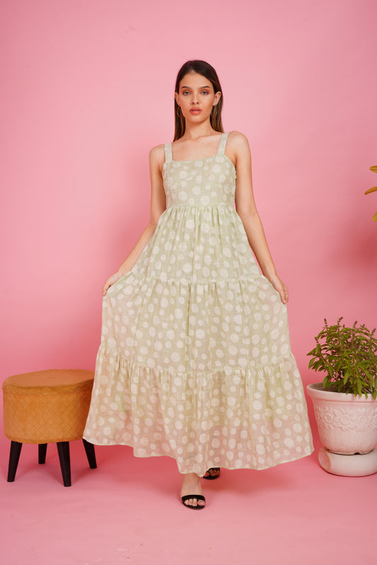 Pista Polka Dots Linen Maxi Dress