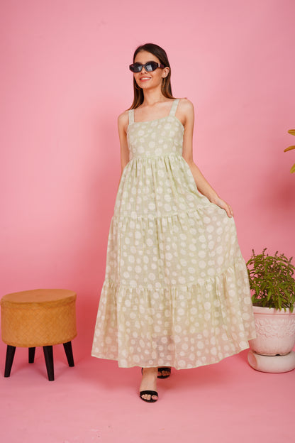 Pista Polka Dots Linen Maxi Dress