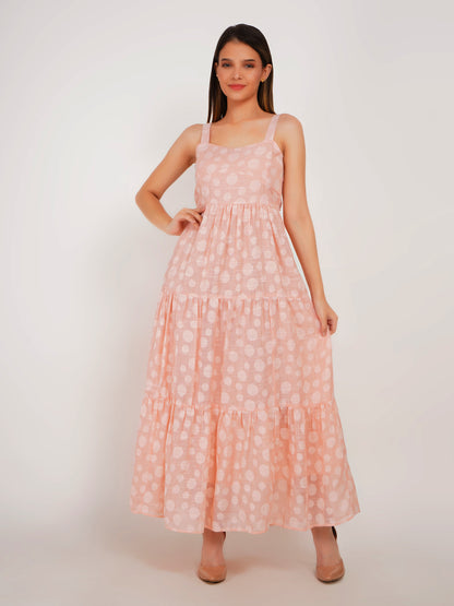 Polka Dots Linen Maxi Dress