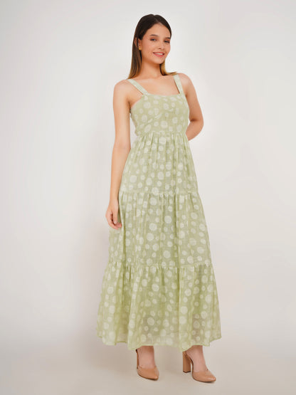Polka Dots Linen Maxi Dress