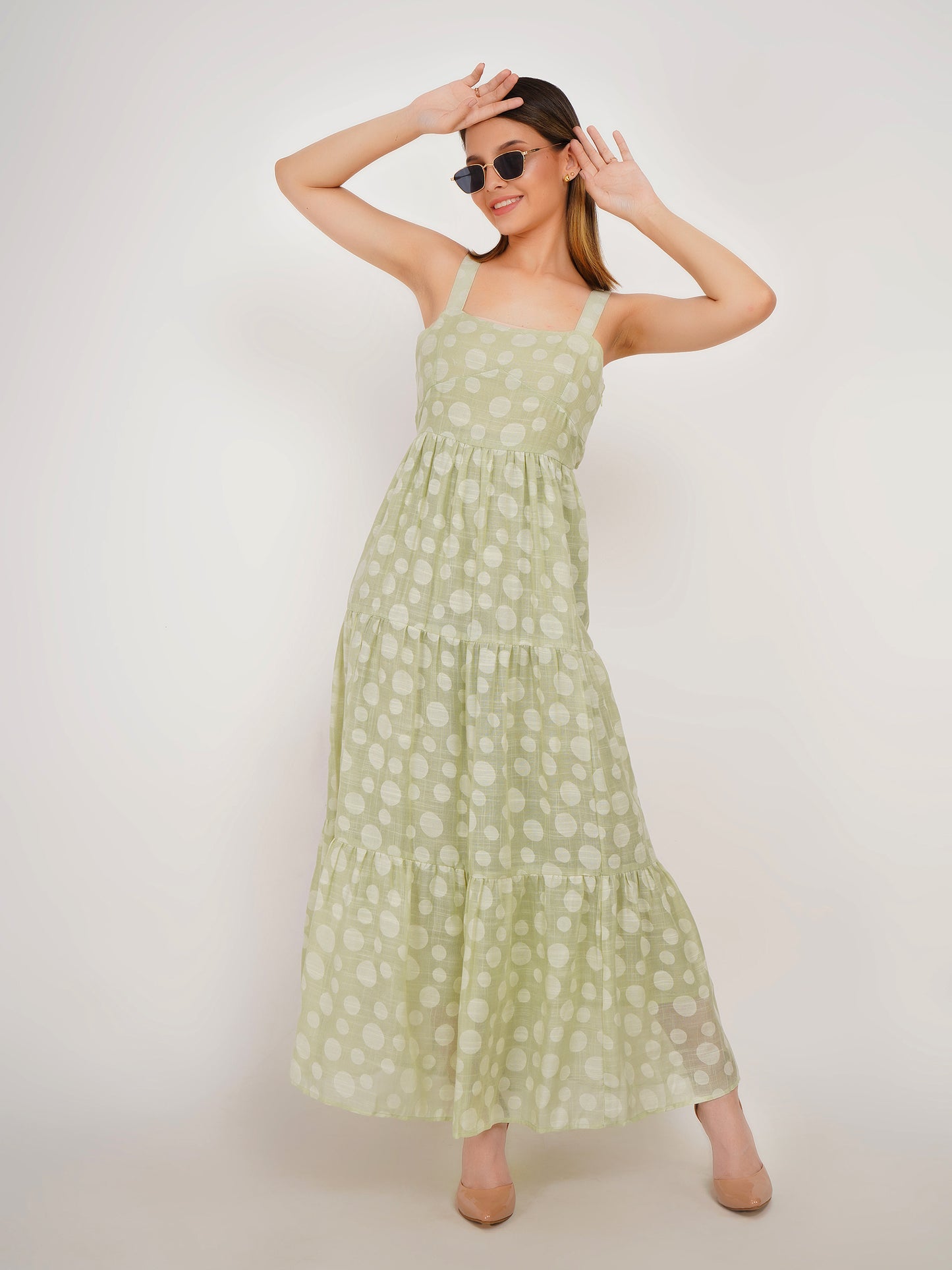 Pista Polka Dots Linen Maxi Dress