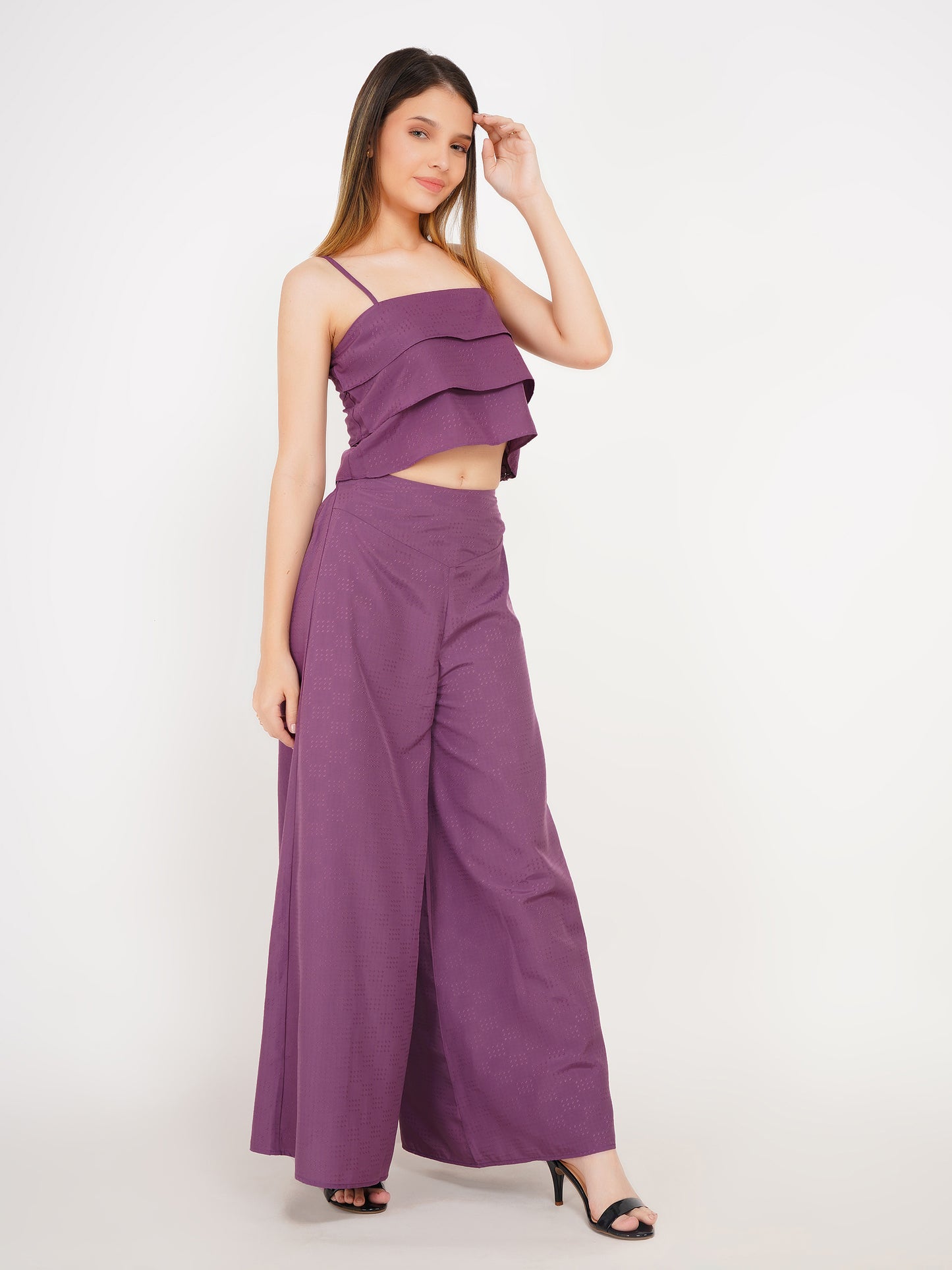 Lavender Ruffles Palazzo Ensemble Co-ord set