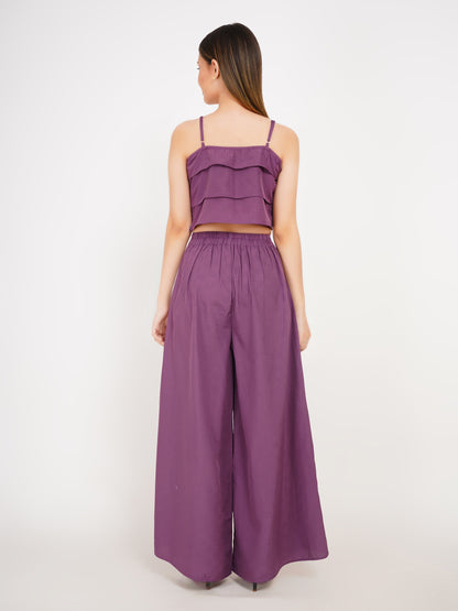 Lavender Ruffles Palazzo Ensemble Co-ord set