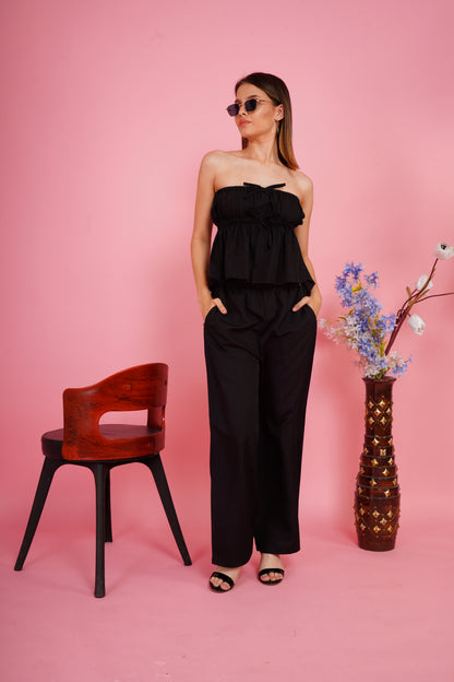 Chic Black Ruffled Co-ord set