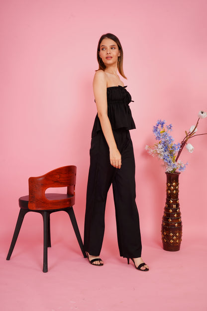 Chic Black Ruffled Co-ord set