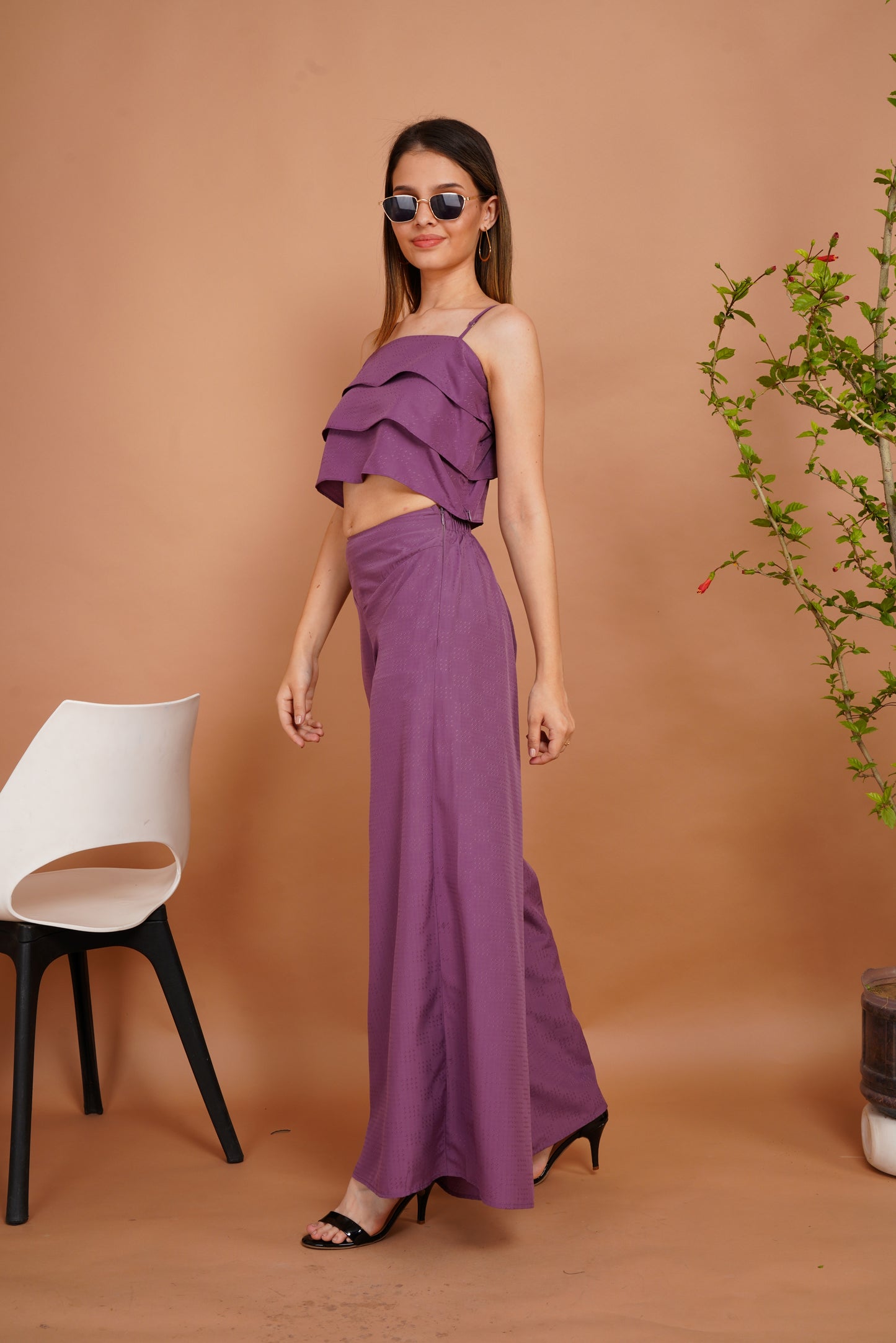 Lavender Ruffles Palazzo Ensemble Co-ord