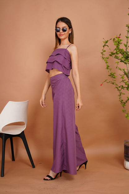 Lavender Ruffles Palazzo Ensemble Co-ord