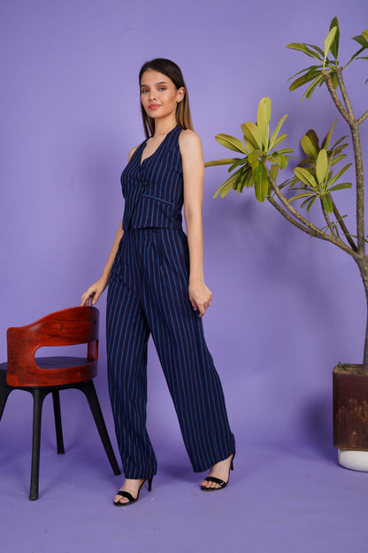 Navy Blue Pinstripe Co-ord Set