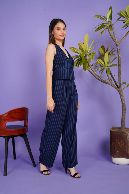 Navy Blue Pinstripe Co-ord Set