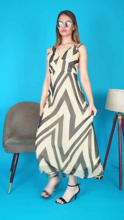Black Chevron Chic Maxi Dress